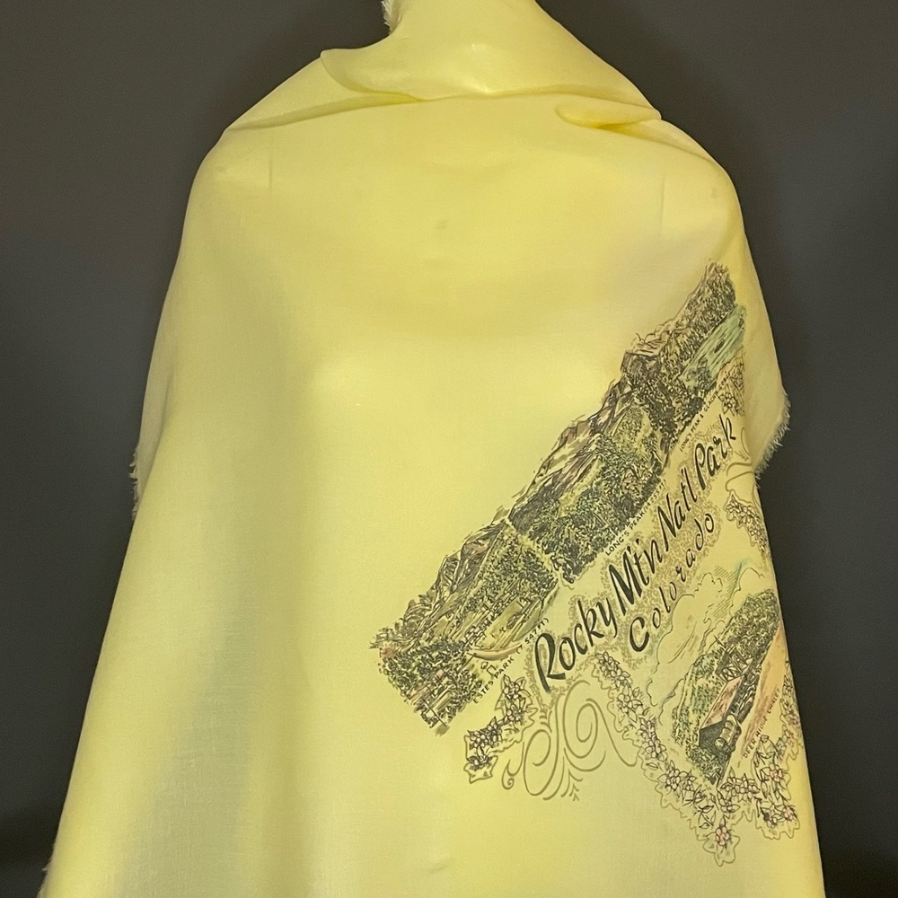 Vintage Rocky Mountain Park Souvenir Cotton Scarf 26 In Excellent Condition - Picture 8 of 9